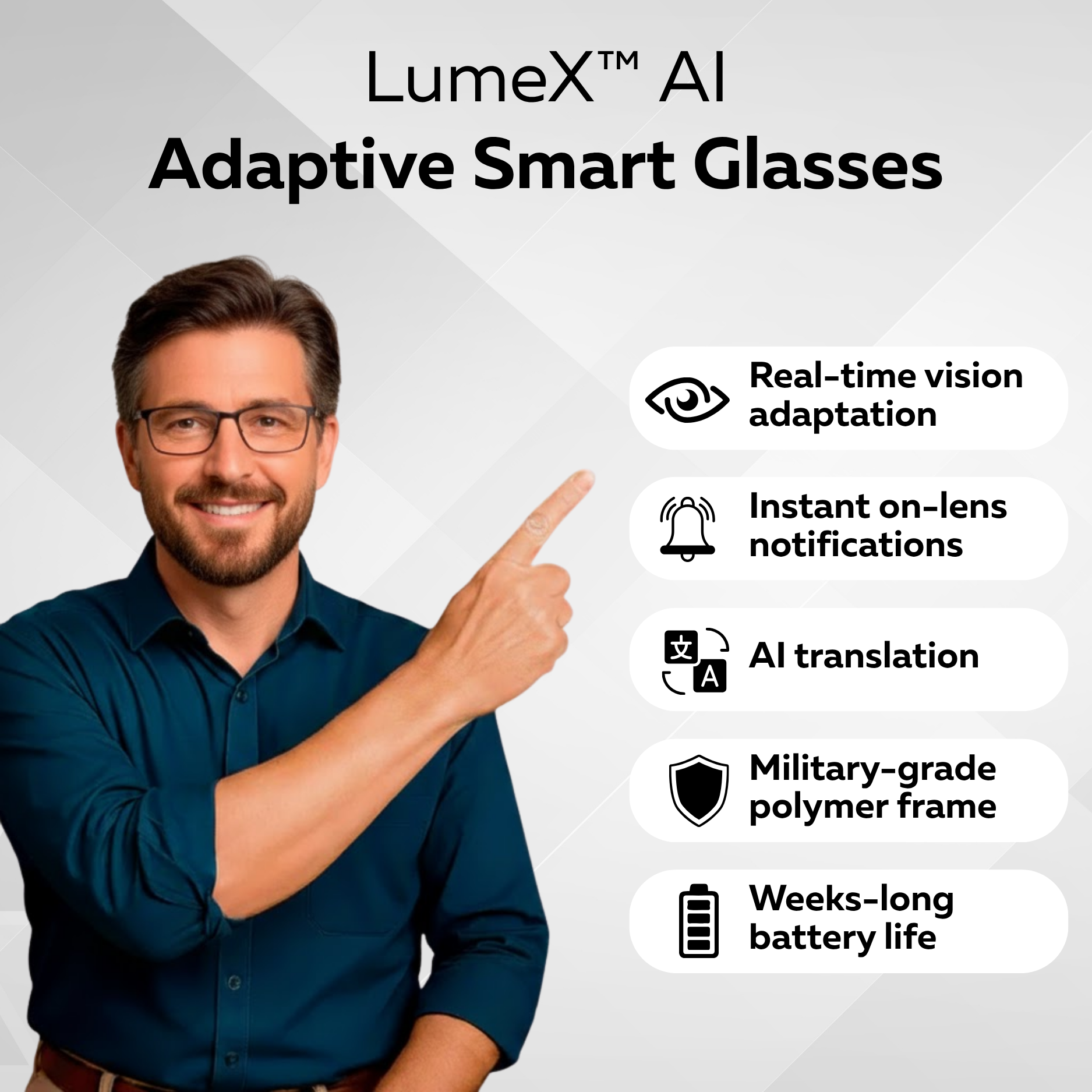 LumeX™ AI-Adaptive Smart Glasses