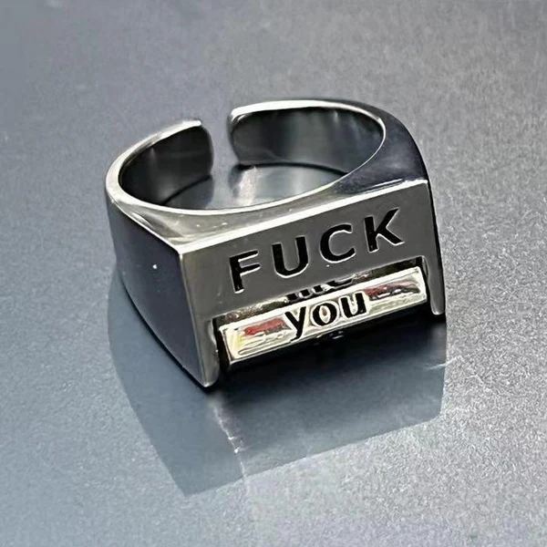 Spoof FU*K / LOVE Rotatable Interactive Ring - Unisex