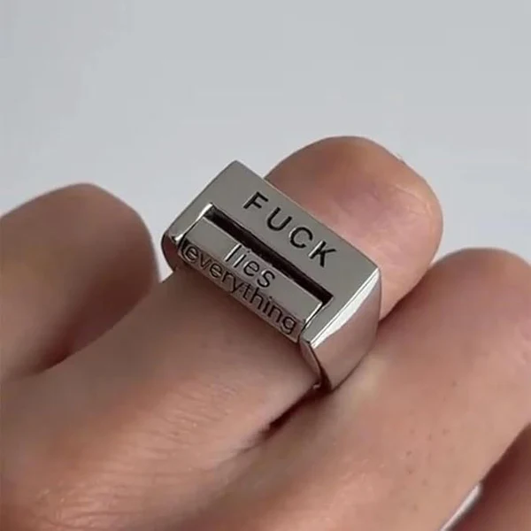 Spoof FU*K / LOVE Rotatable Interactive Ring - Unisex