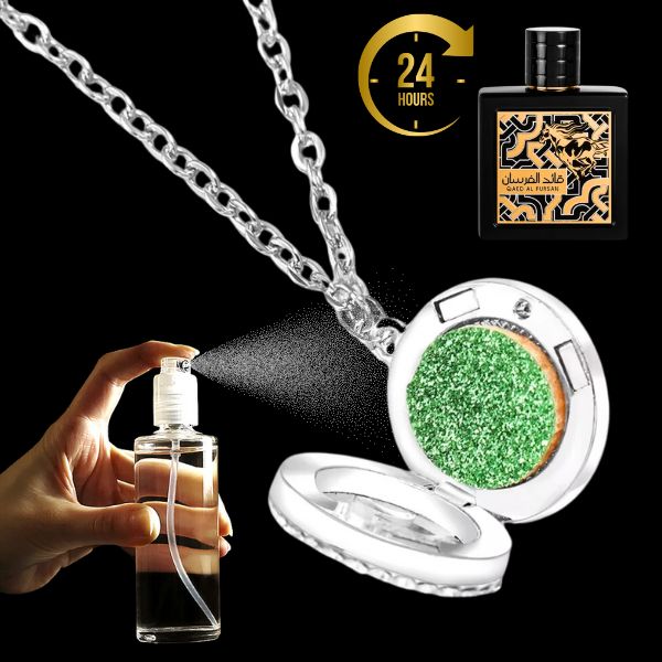 Stainless Steel Fragrance Diffuser Necklace - Qaed Al Fursan 24h.